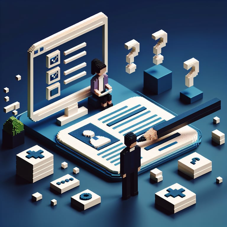 Creative 3D voxel depiction of a workplace safety PDF survey form