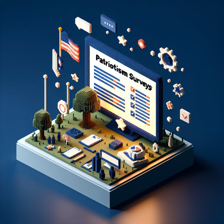 3D voxel art of a national pride survey interface
