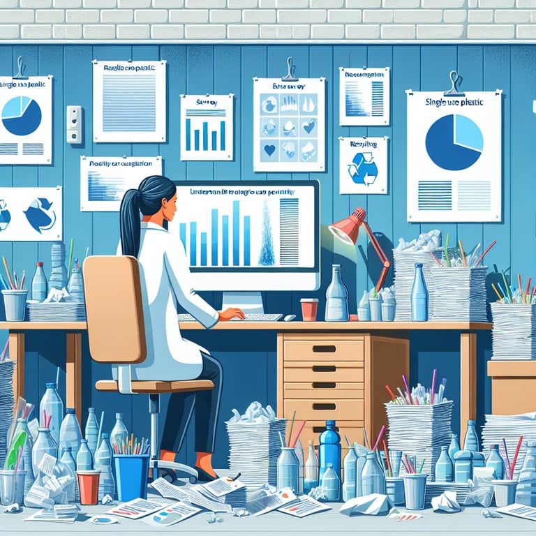 Illustration depicting Single Use Plastic survey questions and their popularity.