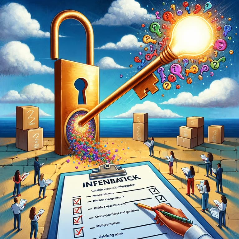 Illustration depicting essential Intern Feedback survey questions and potential outcomes.