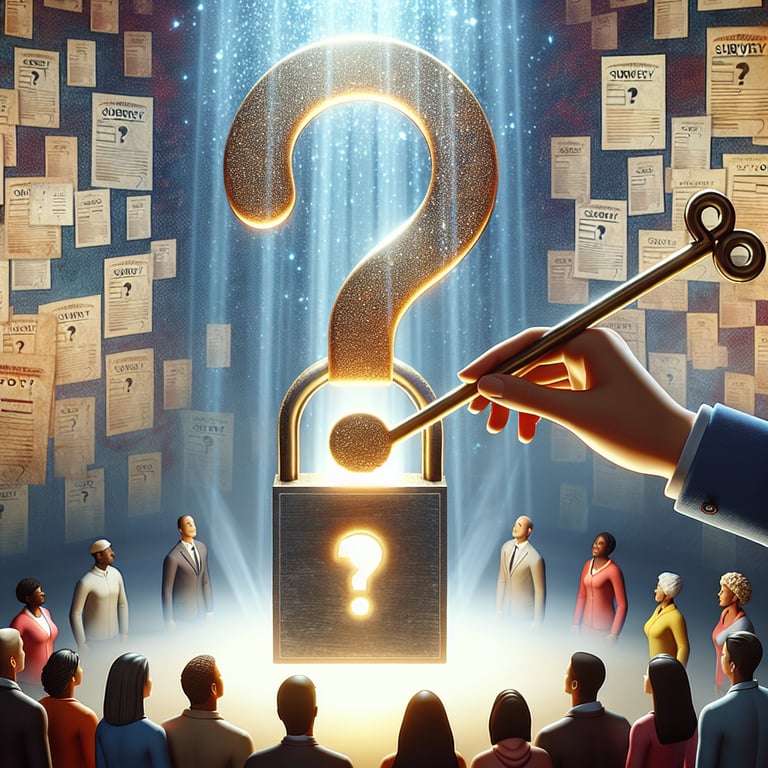 Illustration showing the process of unlocking mystery through Social Anxiety survey questions.