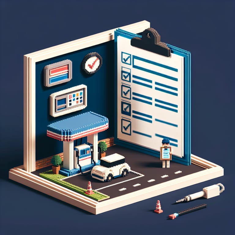 Artistic 3D voxel of gas station survey dashboard