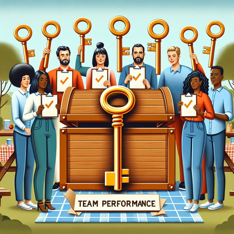 Illustration of Essential Team Outing Survey Questions for Unlocking Team Performance.