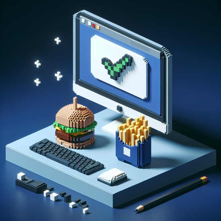 Artistic 3D voxel representation of online burger survey