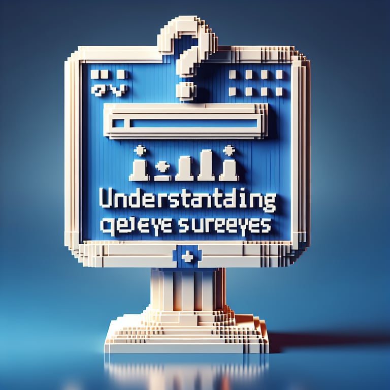 Artistic 3D voxel depicting an ideological stance questionnaire interface