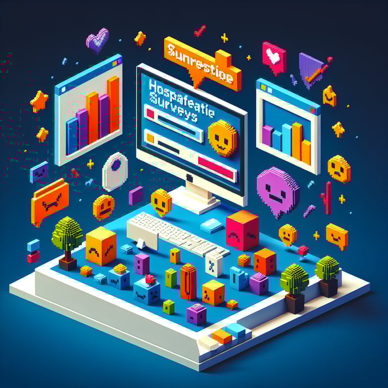 Artistic 3D voxel visualization of hospice satisfaction poll concept