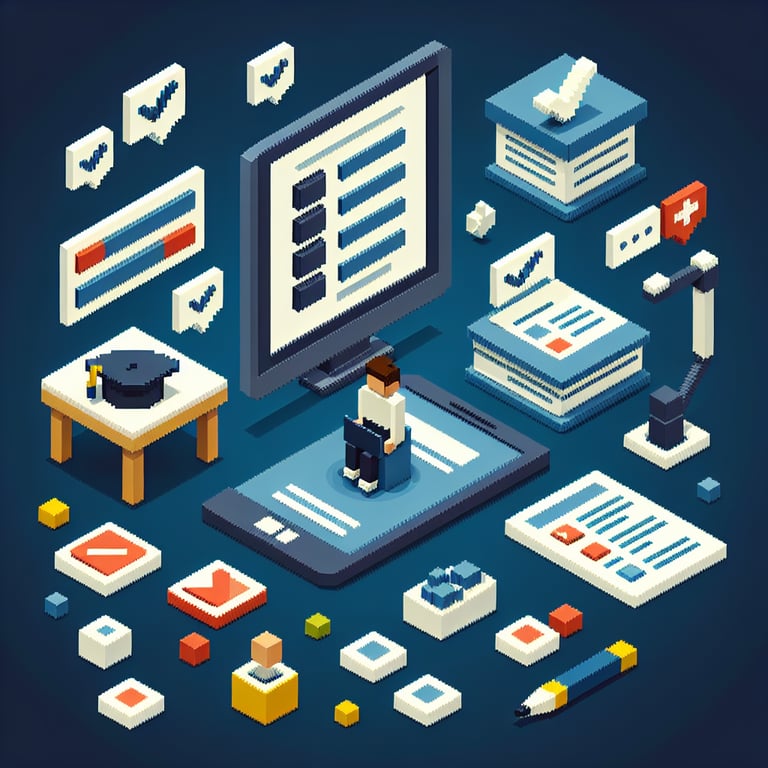 3D voxel illustration of student feedback questionnaire
