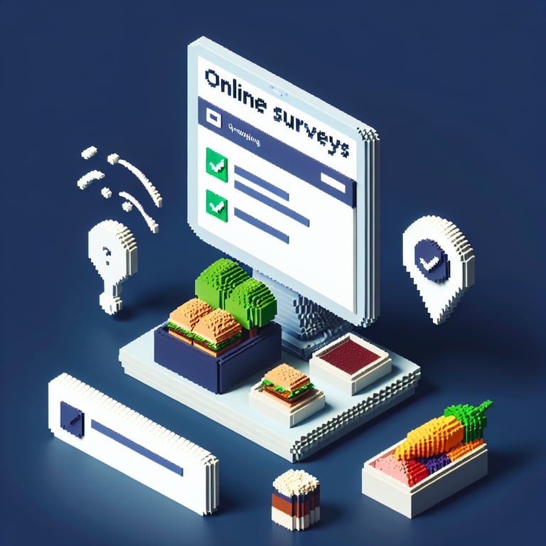 Artistic 3D voxel of a vendor feedback survey concept