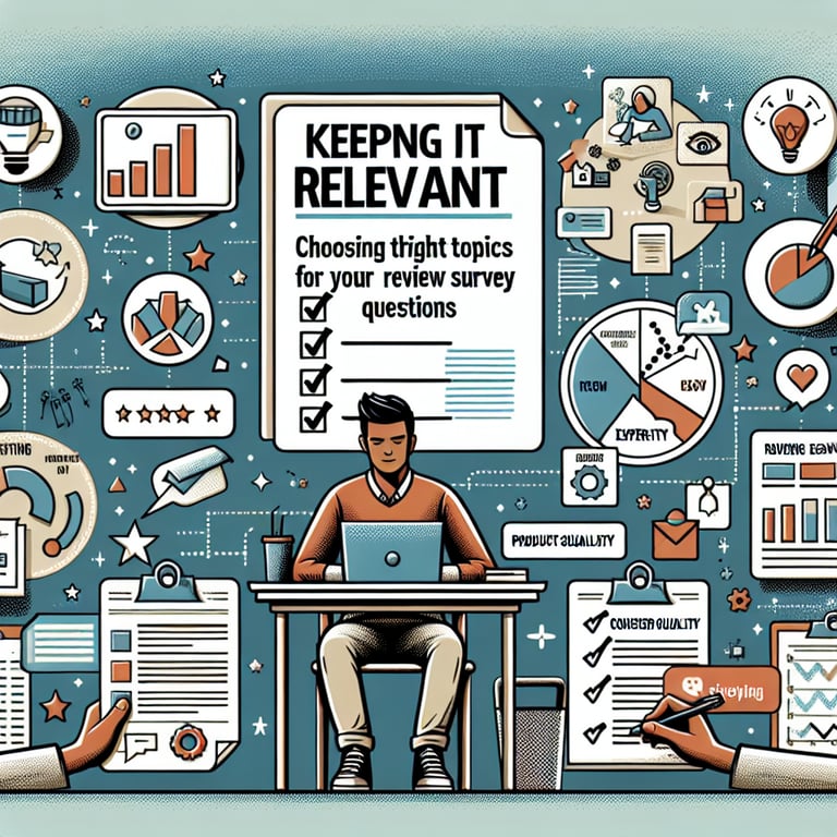 Illustration depicting the selection of relevant topics for review survey questions.