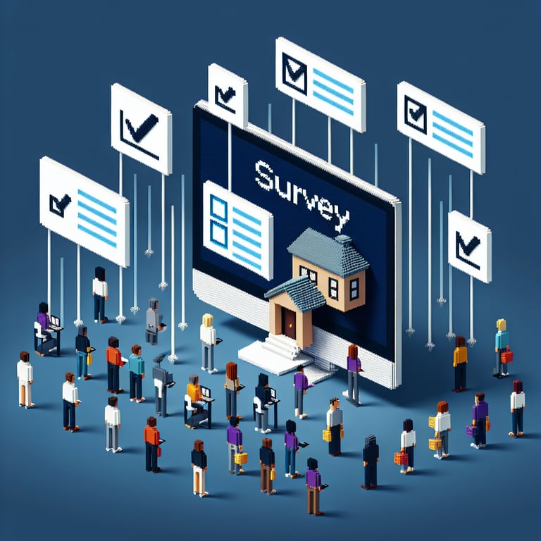 Colorful voxel art depicting homeownership questionnaire visualization