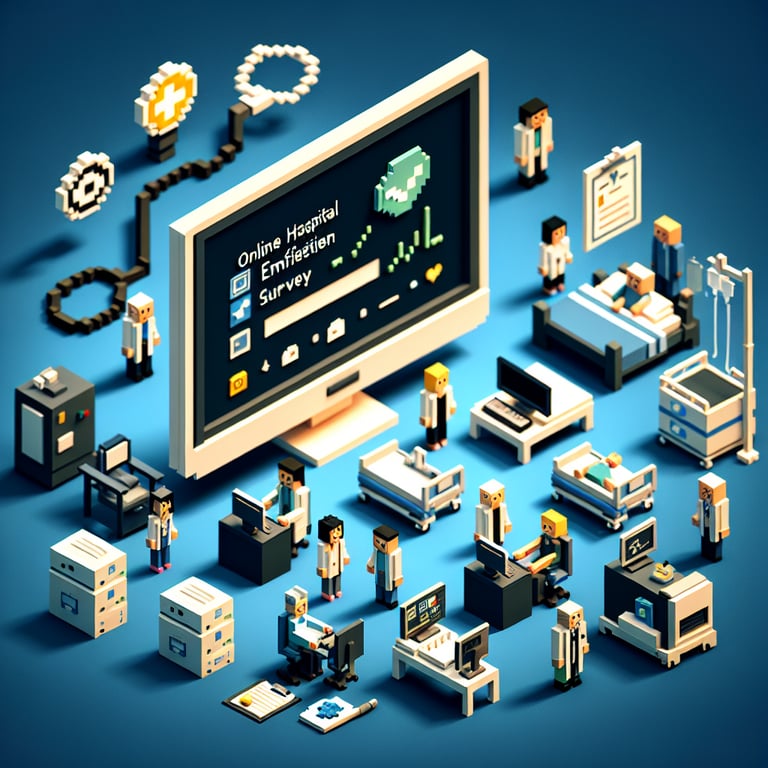 Vibrant 3D voxel illustrating medical employee engagement poll