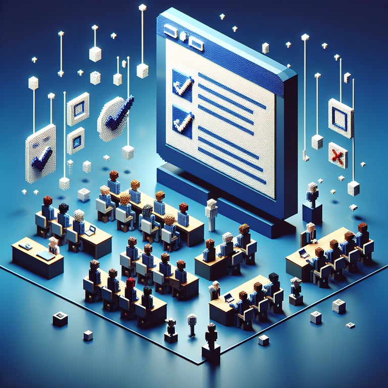 Creative 3D voxel of employee feedback analytics