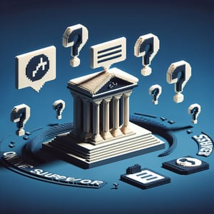 3D voxel art depicting the concept of online customer csat surveys on a dark blue background.