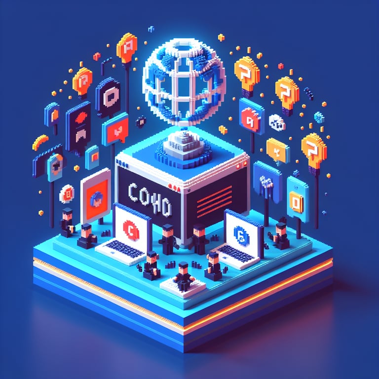 Creative 3D voxel model illustrating a digital copyright feedback form