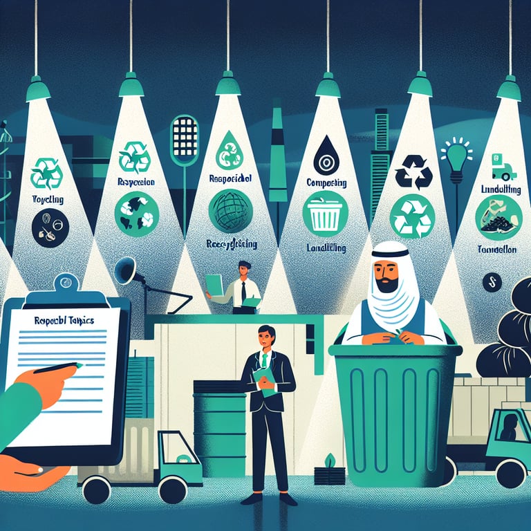 Illustration highlighting top topics in Waste survey questions.