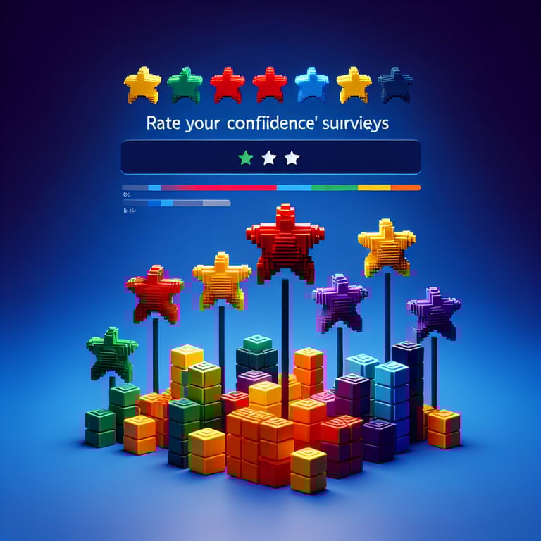 3D voxel illustration of a confidence rating survey interface