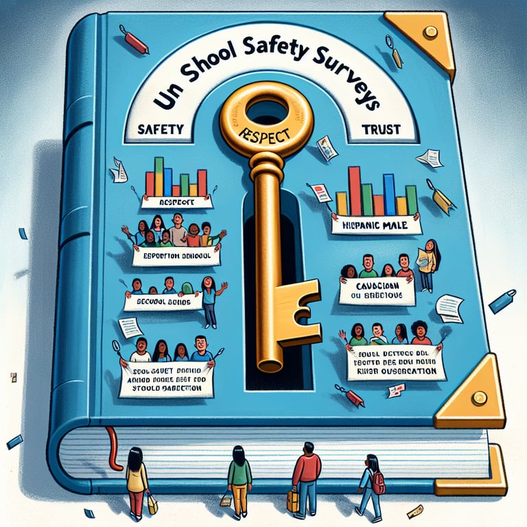 Illustration representing the potential of School Safety survey questions and expected outcomes.