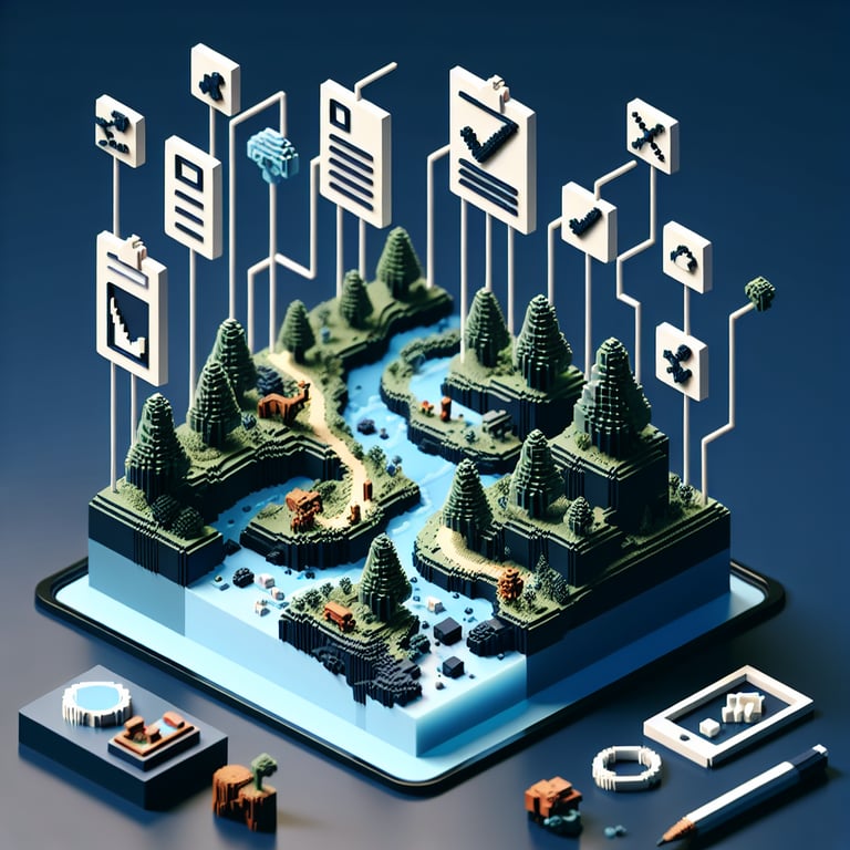 Artistic 3D voxel representation of an ecotourism survey platform