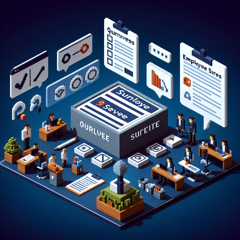 Artistic 3D voxel illustration of survey query dynamics