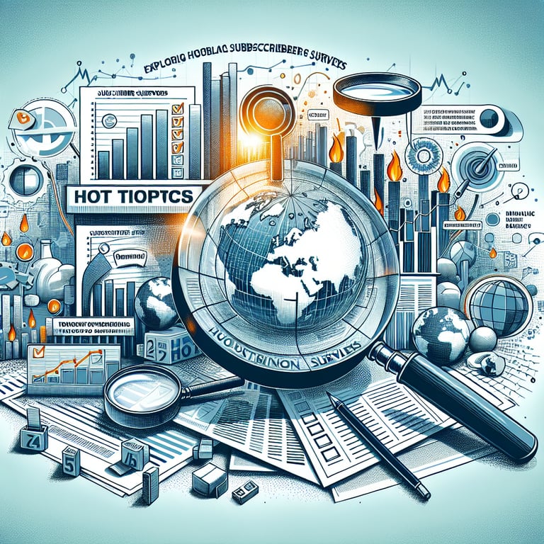 Illustration of hot topics explored through Wall Street Journal Subscriber survey questions.