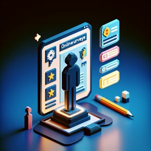 3D voxel art depicting online surveys on adolescent sexual debut and later delinquency.