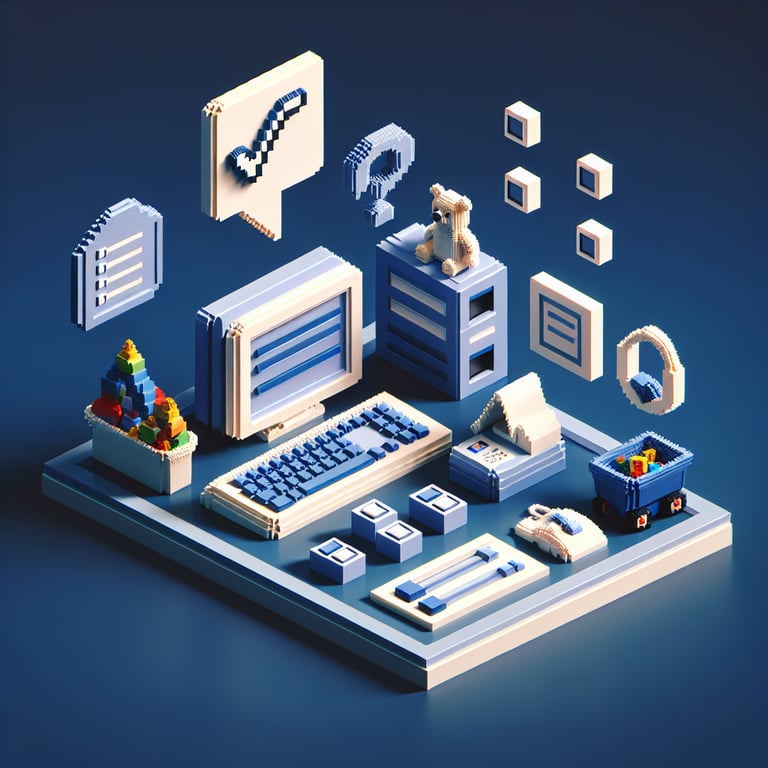 Creative 3D voxel representation of childcare parent survey engagement
