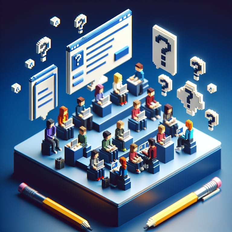 3D voxel art of a student-focused poll interface for high school survey questions