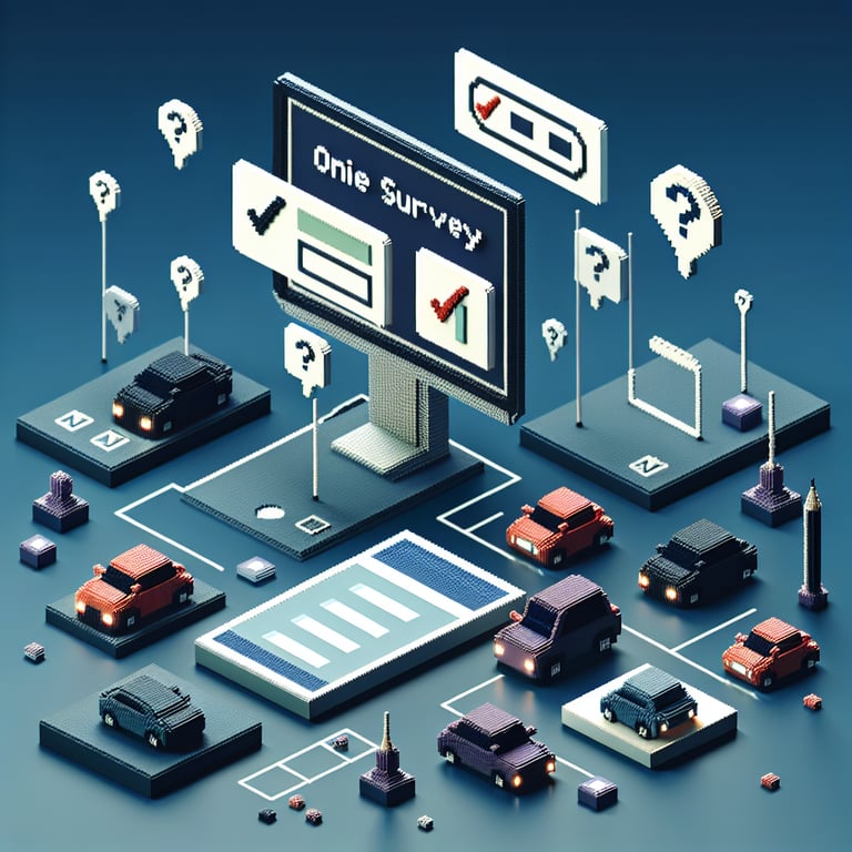 Creative 3D voxel art showcasing premium automotive opinion polling