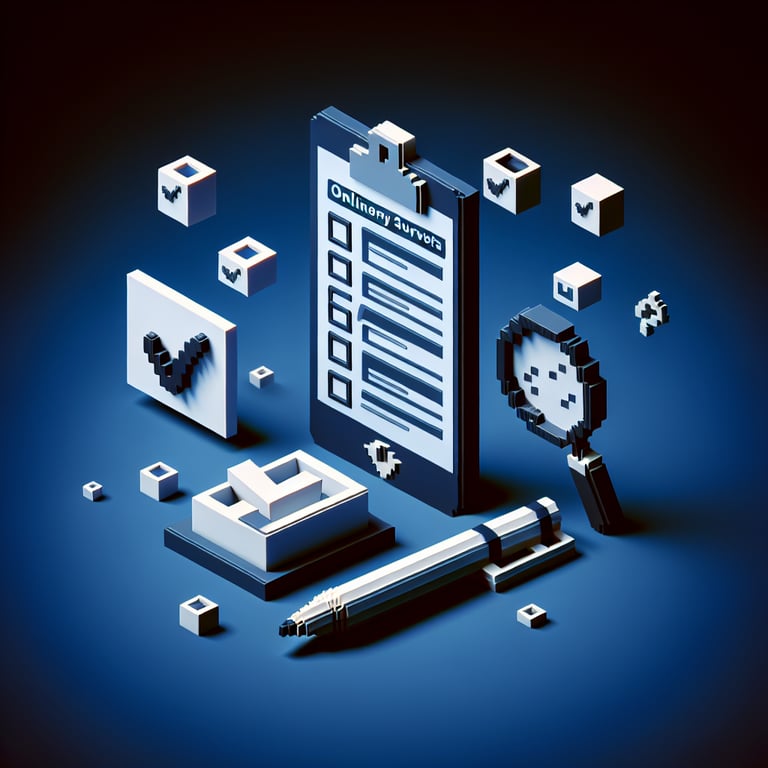 3D voxel art representing autonomy assessment and digital poll interface
