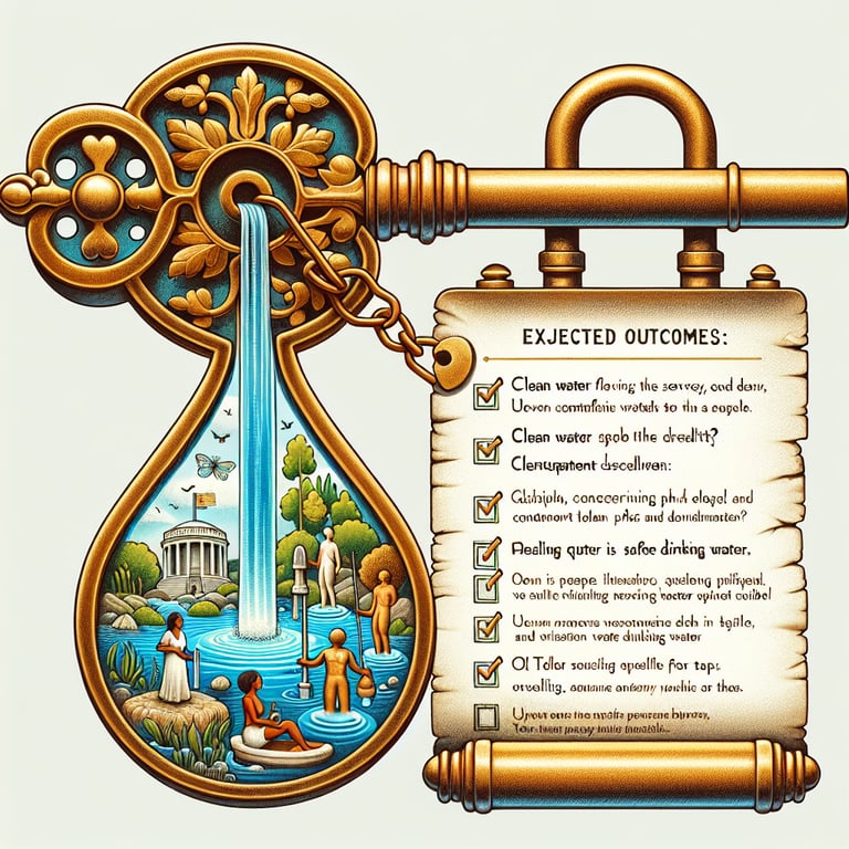 Illustration depicting essential Water Quality survey questions and expected outcomes.