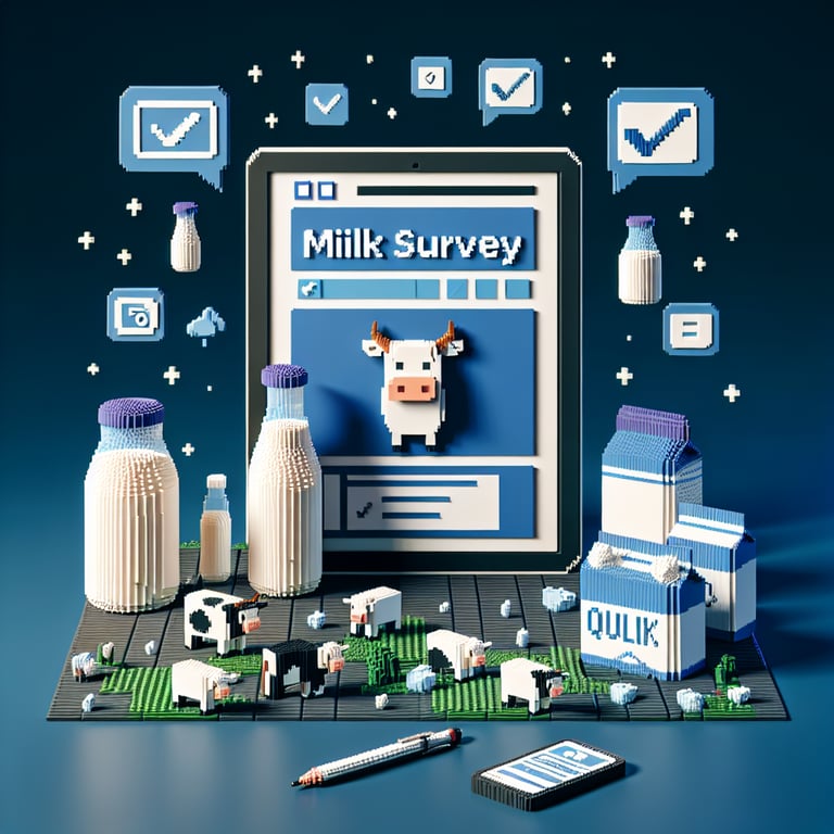 Artistic 3D voxel of a milk quality rating checklist