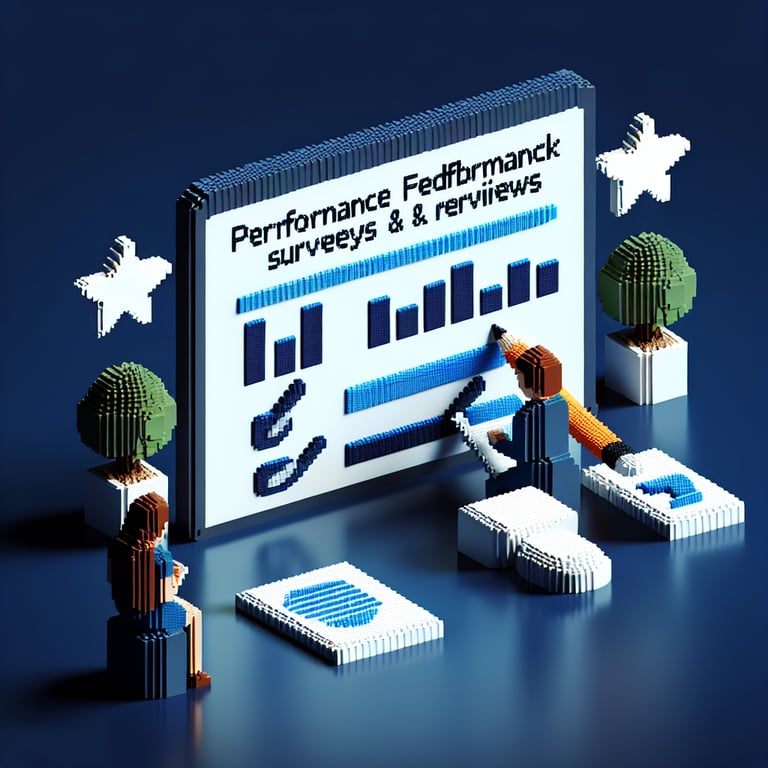 Creative 3D voxel showcasing employee appraisal insight mapping