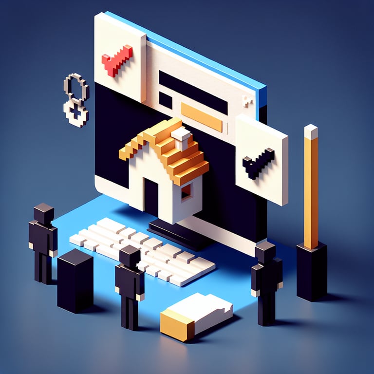 Artistic 3D voxel of a home ownership survey interface