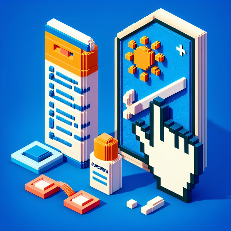 Artistic 3D voxel sculpture of sunscreen survey interface