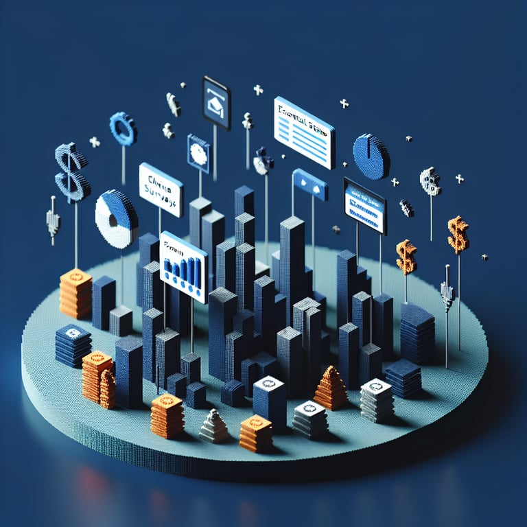 3D voxel art showing survey blocks for assessing economic status