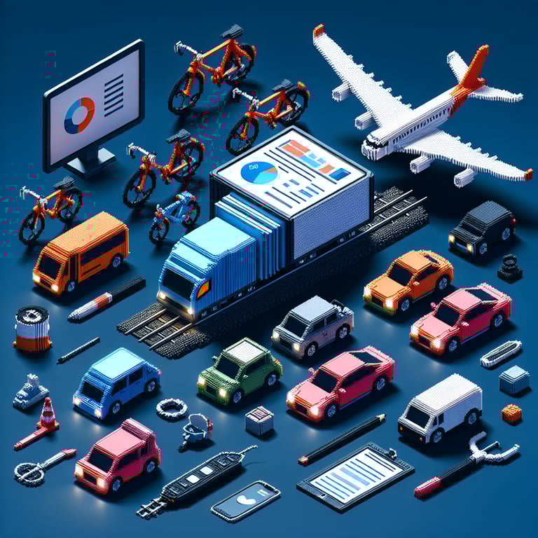 Artistic 3D voxel illustrating transportation polling options