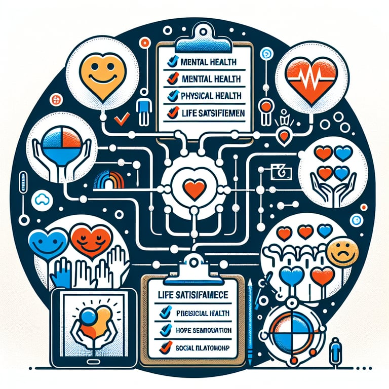 Illustration of topics to consider for well-being survey questions creation