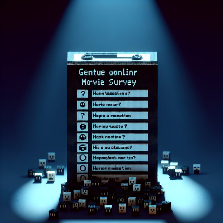 3D voxel illustration of a spine-tingling horror survey template