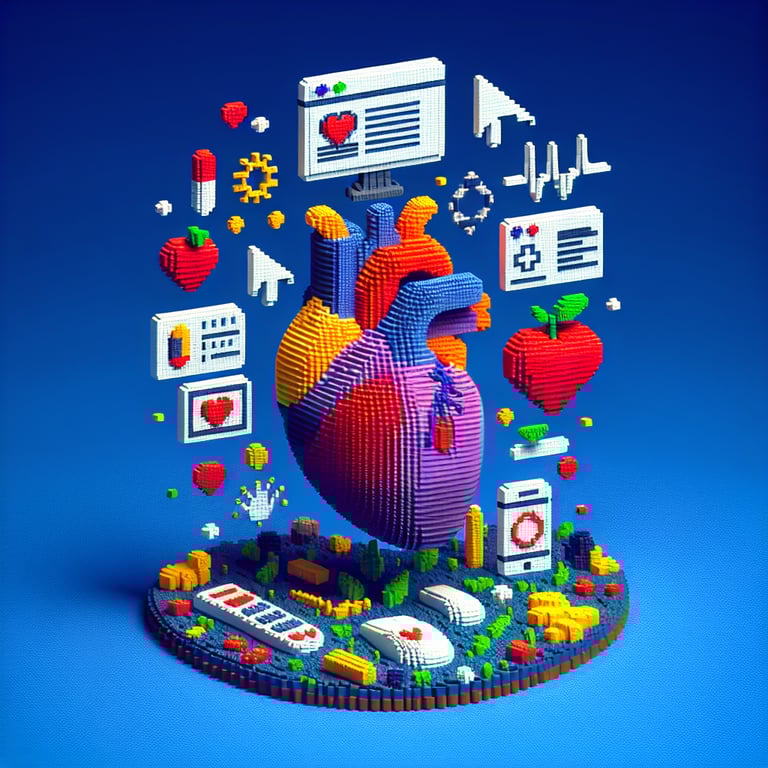 3D voxel art of cholesterol screening questionnaire interface