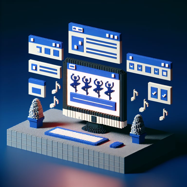 Artistic 3D voxel scene of a dance class survey form