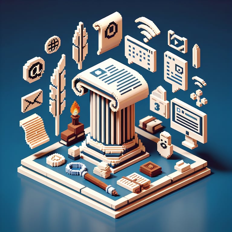 Creative 3d voxel illustration of a digital Old Testament questionnaire theme