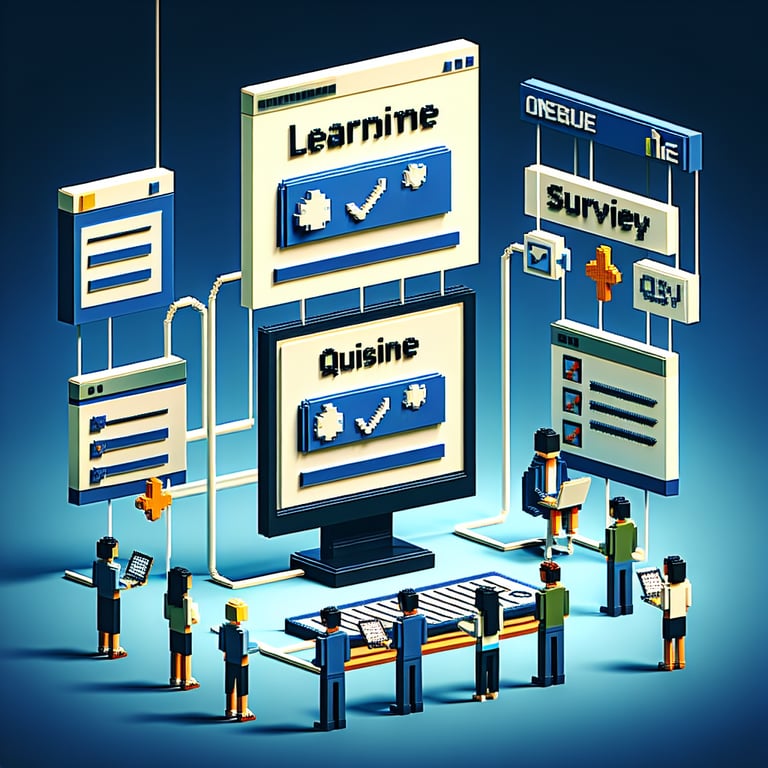 Creative 3D voxel visualization of content learning survey and audience response
