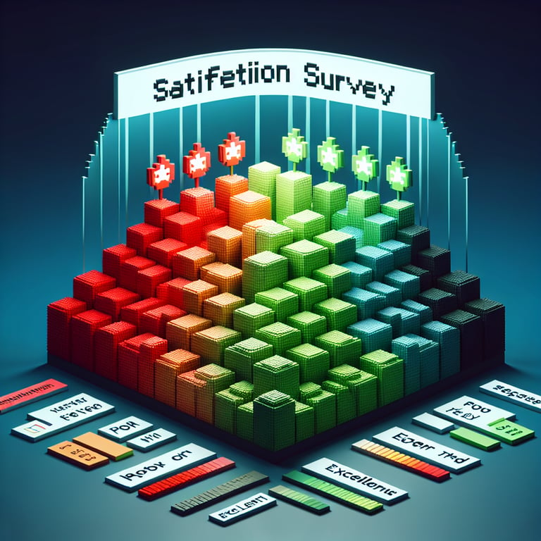 Illustration showing relevant topics for expanding knowledge in Satisfaction Survey questions.