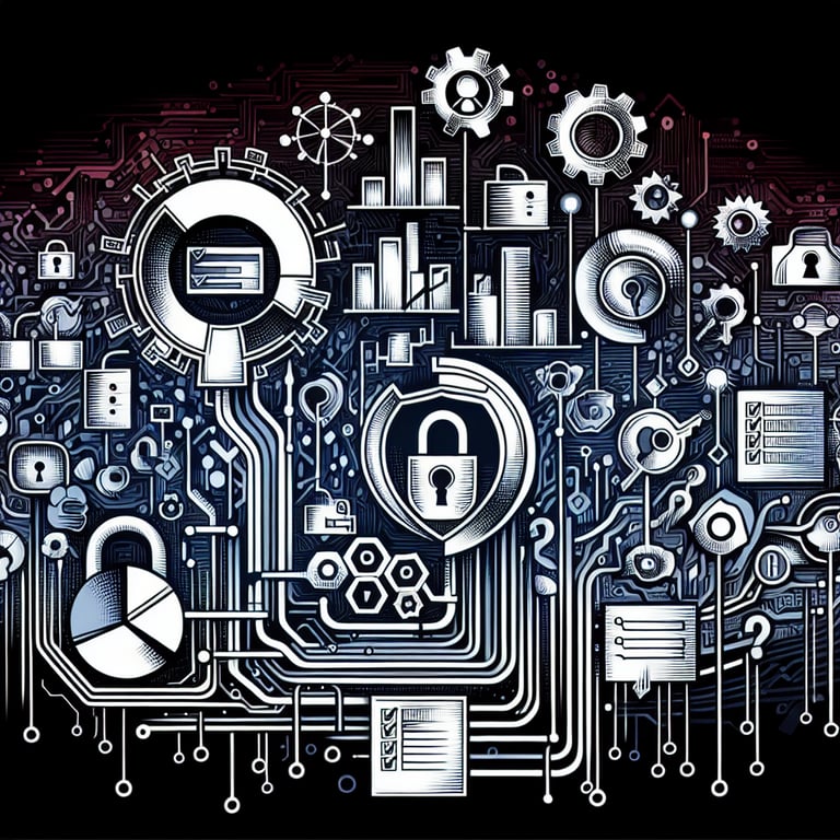 Illustration showing relevant topics for a Cyber Crime survey questionnaire.