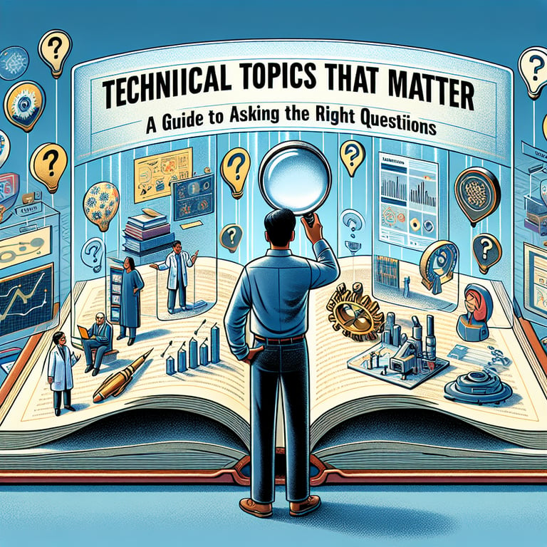 Illustration of a guide for asking the right technical survey questions in the context of technical surveys.