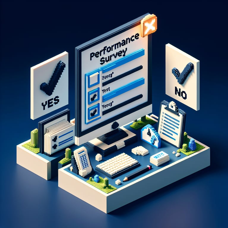 Artistic 3D voxel rendering of survey feedback matrix