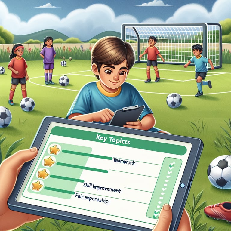 Illustration highlighting important topics for Youth Soccer Feedback survey questions.