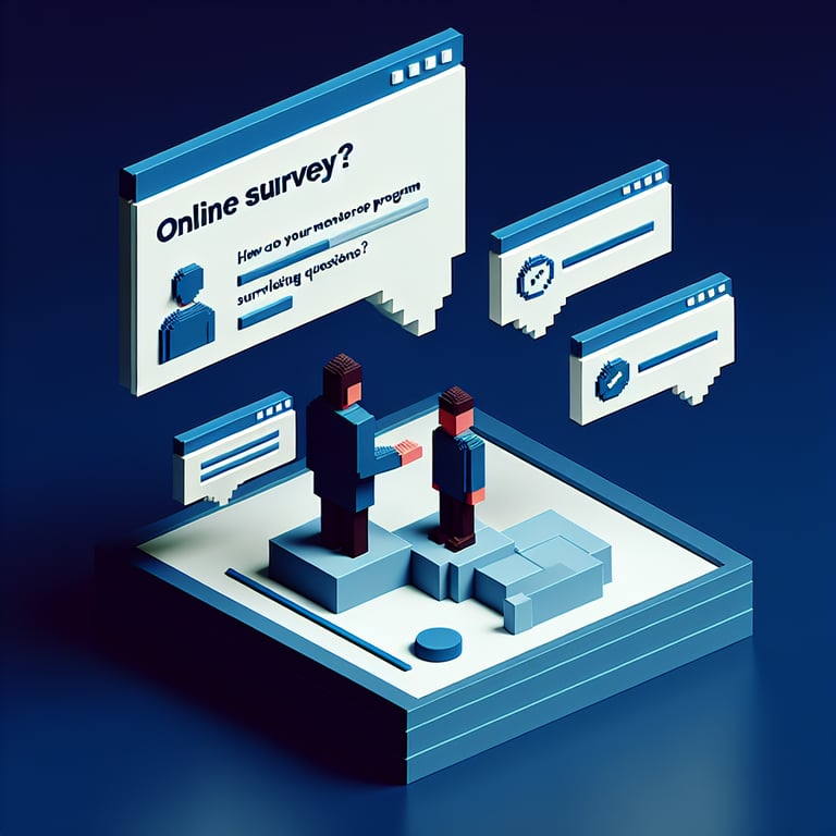 3D voxel art of an interactive mentor assessment dashboard