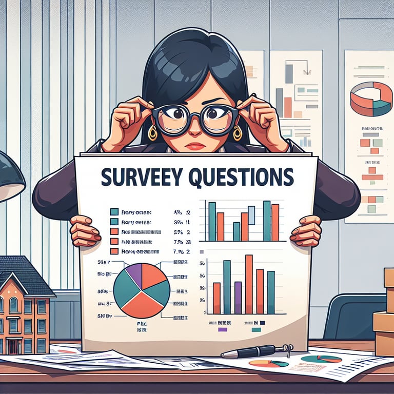 Illustration depicting the concept of Real Estate Agent survey questions and relevant topics.