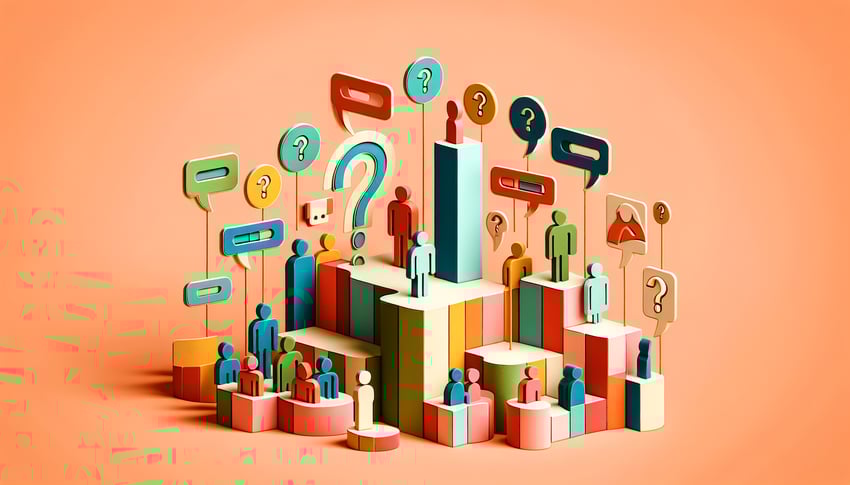 Paper-cut style illustration depicting a free online voting tool for team meetings and anonymous decision-making.